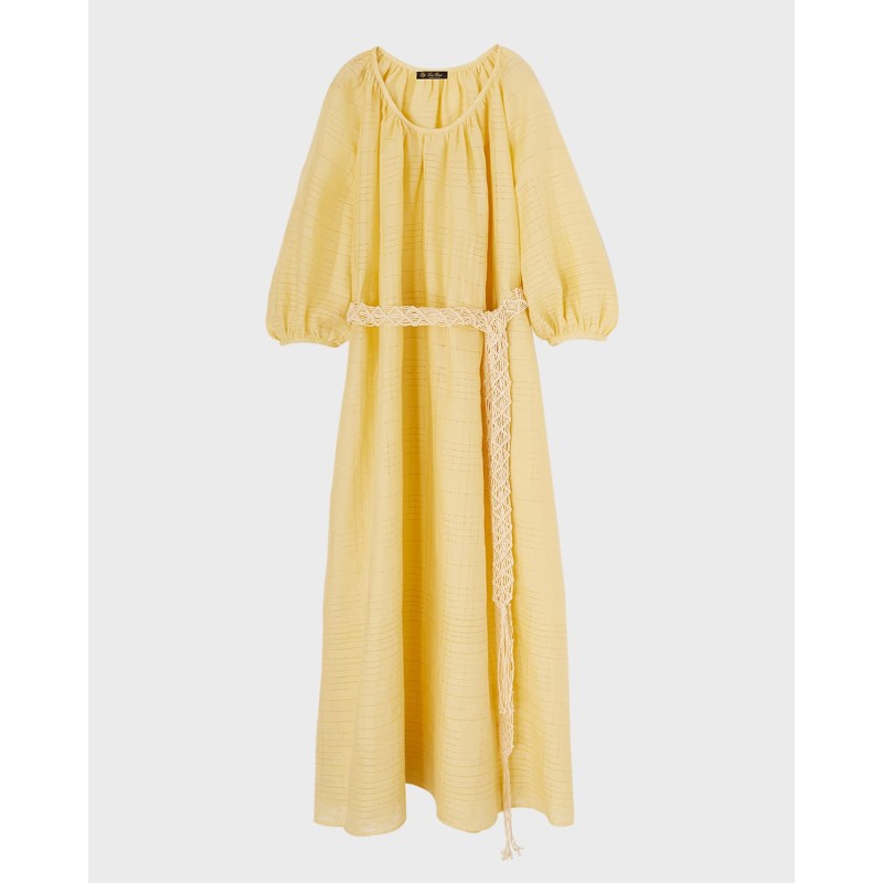 [2024] Loropiana Abito Medea Needle Linen Belted Maxi Dress